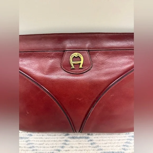ETIENNE AIGNER Vintage Burgundy Leather Flex-Frame Shoulder Bag/Clurch Purse - Picture 4 of 16